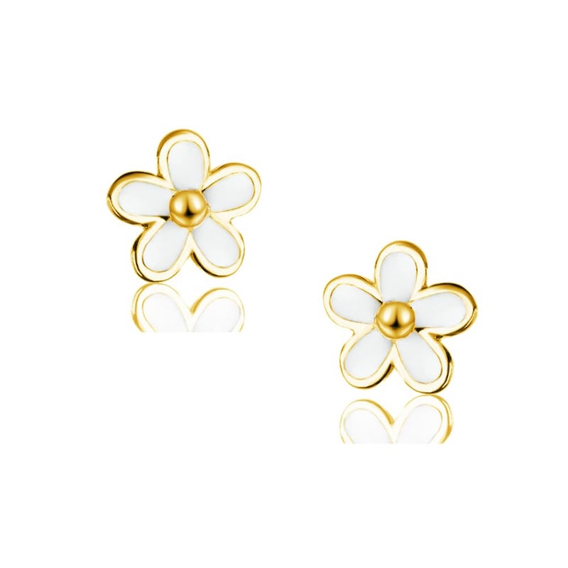 SLUYNZ Solid 925 Sterling Silver Little Daisy Earrings Studs for Women Teen Girls Petite Flowers Studs Earrings (B-Gold Plated) - Image 1