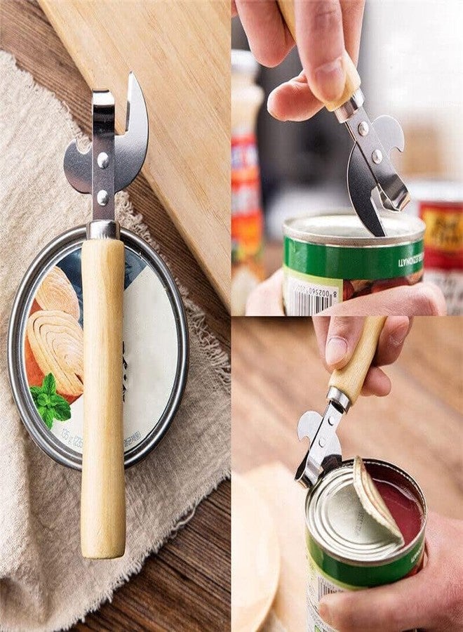 FANTIA Stainless Steel Kitchen Utensil Multifunctional Lid Remov-e Side Cut Manual Can Opener with Wood Handle - Image 5