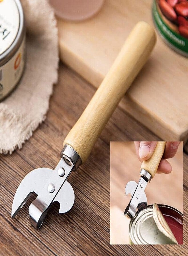 FANTIA Stainless Steel Kitchen Utensil Multifunctional Lid Remov-e Side Cut Manual Can Opener with Wood Handle - Image 3