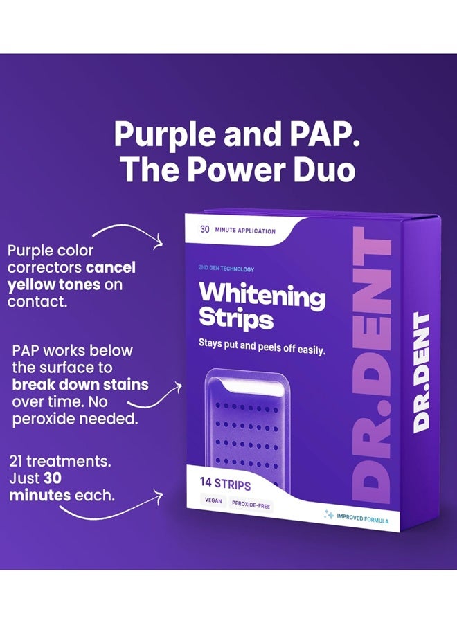 شرائح تبييض الأسنان الأرجوانية من DRDENT 21 علاجًا - آمنة على المينا - تبييض الأسنان غير الحساسة - تبييض دون أي ضرر - عبوة من 42 شريطًا - Image 3