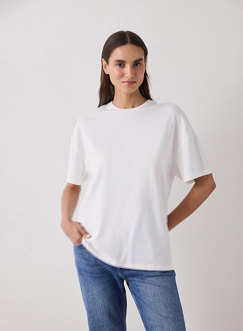 Penti Women's Cotton Casual Basic Oversize T-shirt - Off White - Image 3
