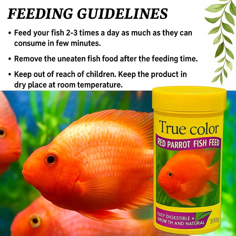 VAYINATO True Color Red Parrot Easy Digestible Fish Food,100G For Rapid Growth&Nature Color - Image 5
