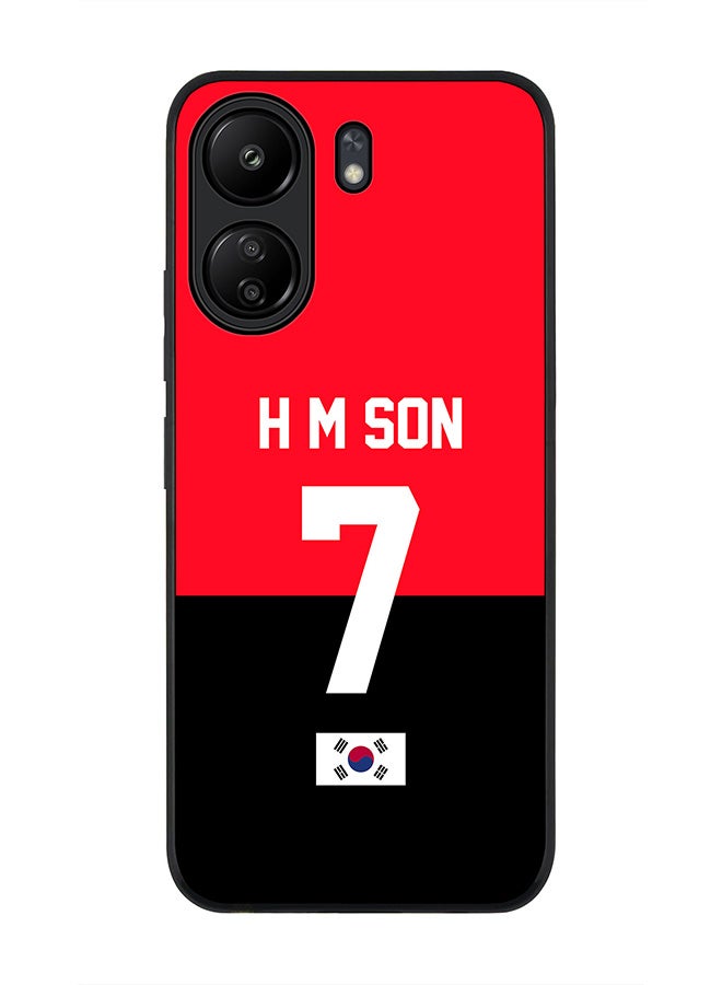 Stylizedd Rugged Black edge case for Xiaomi Poco C65, Slim fit Soft Case Flexible Thin Cover- Football Team-South Korea, Player Name-H M Son - Image 1