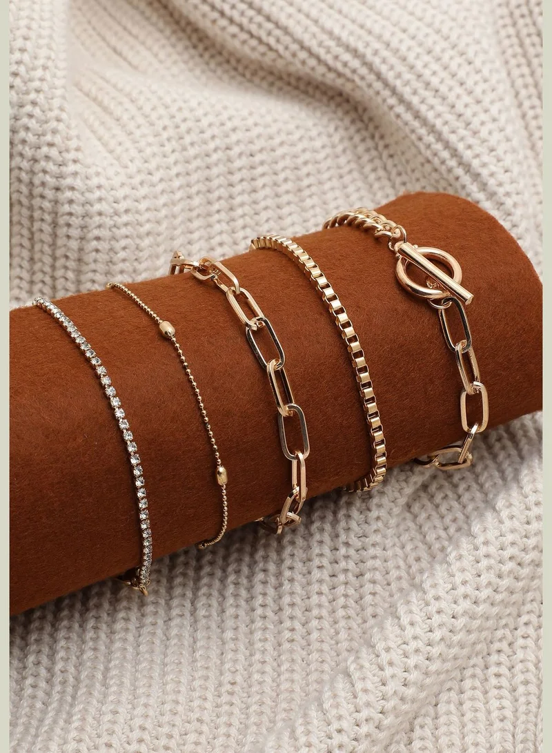 SOHI Set of 5 Gold Plated Designer Bracelet