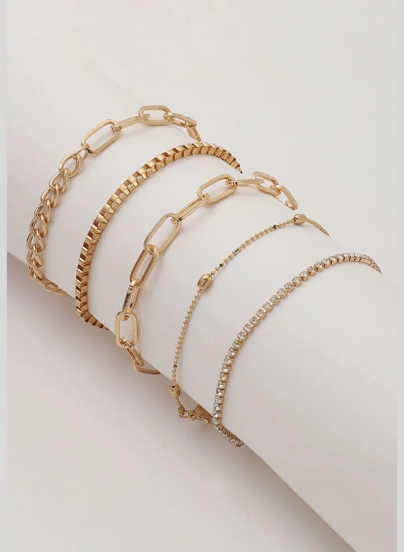 SOHI Set of 5 Gold Plated Designer Bracelet