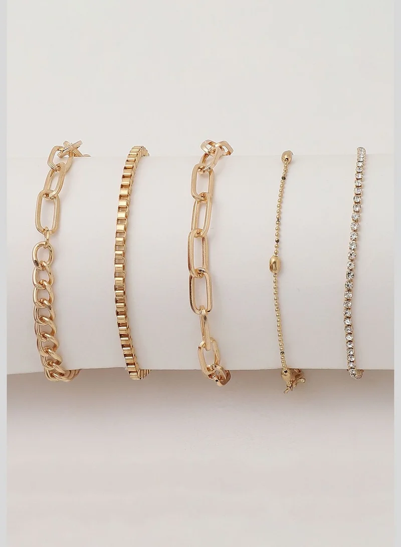 SOHI Set of 5 Gold Plated Designer Bracelet