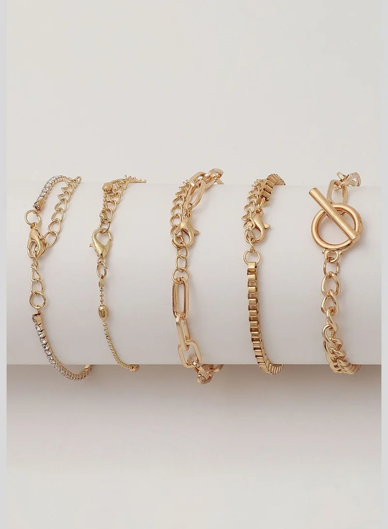 SOHI Set of 5 Gold Plated Designer Bracelet