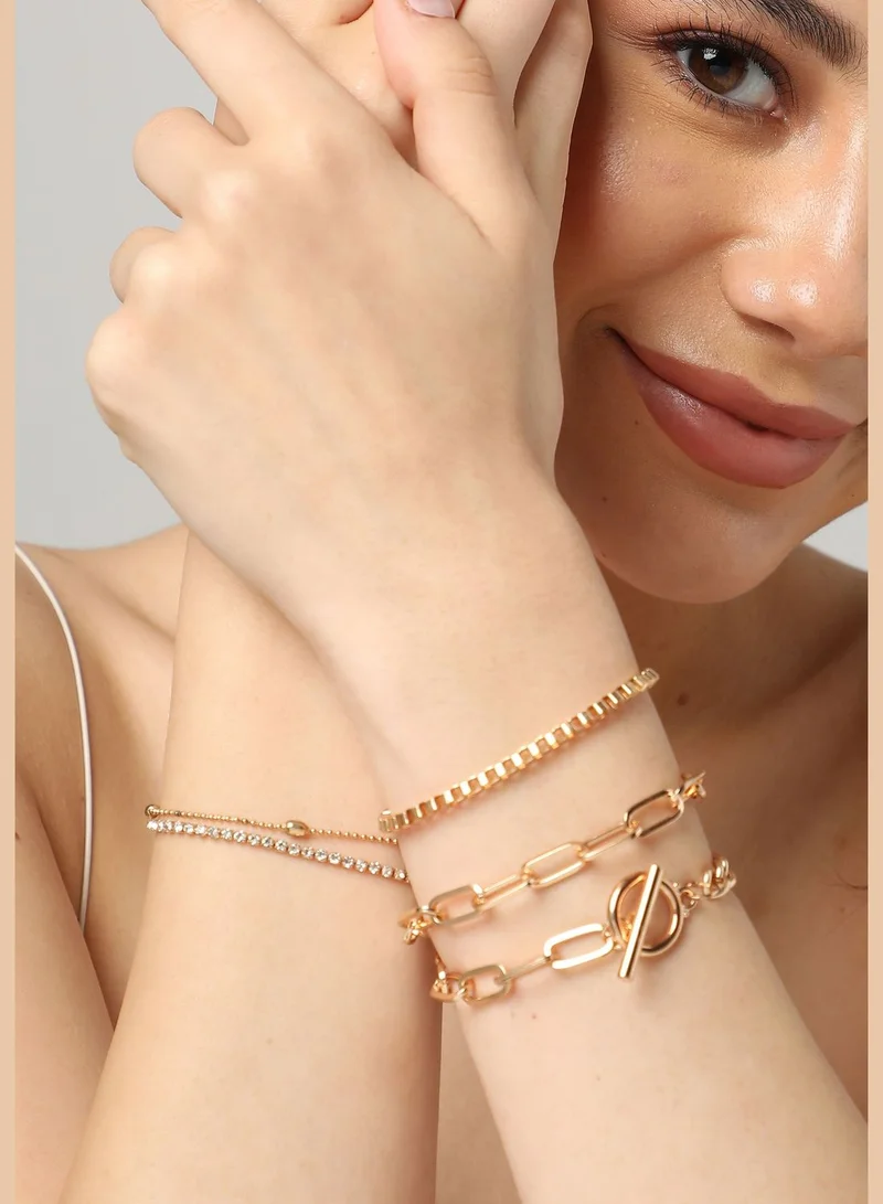 SOHI Set of 5 Gold Plated Designer Bracelet