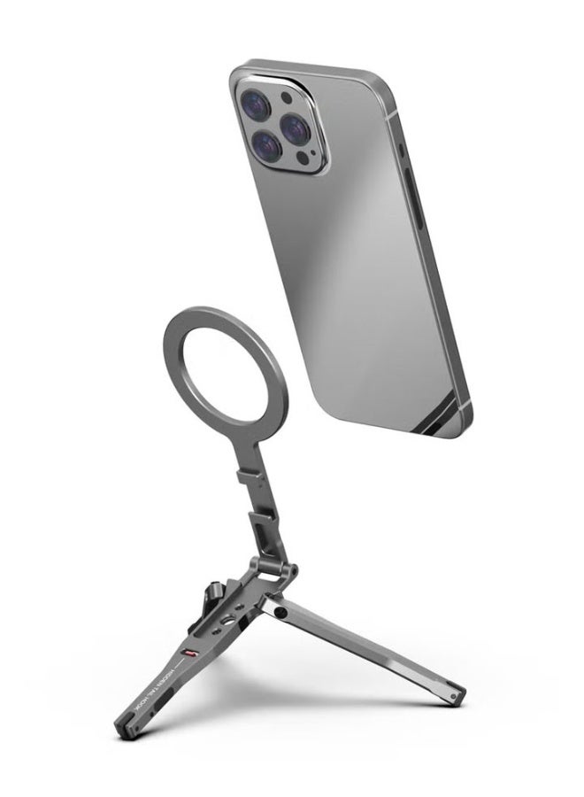 dida-cosmos 3-in-1 Magnetic Mobile Tripod Holder, Strong Foldable Aluminum Stand with 1/4" Screw Hole & Cold Shoe Mount, Smartphone Tripod Head for Hand & Desk Use, Compatible with All Mobile Phones - Image 1
