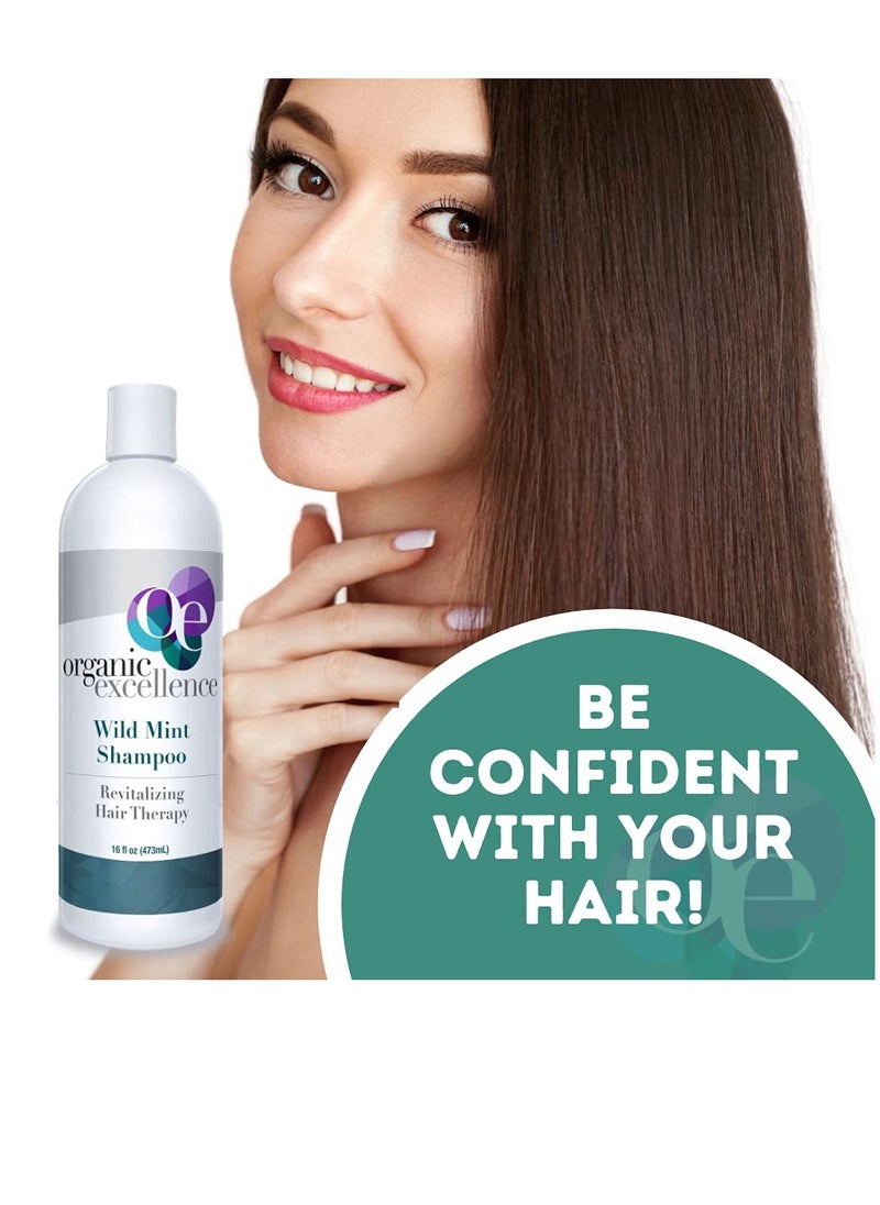 Organic Excellence - Organic Excellence Natural Organic Shampoo, Wild Mint & Rosemary, Chemical Free, Plant-Based, Toxin-Free, Cruelty-Free, Certified Herbs & Oils For Healthy Full-Bodied Hair 16 fl. Oz - Image 1