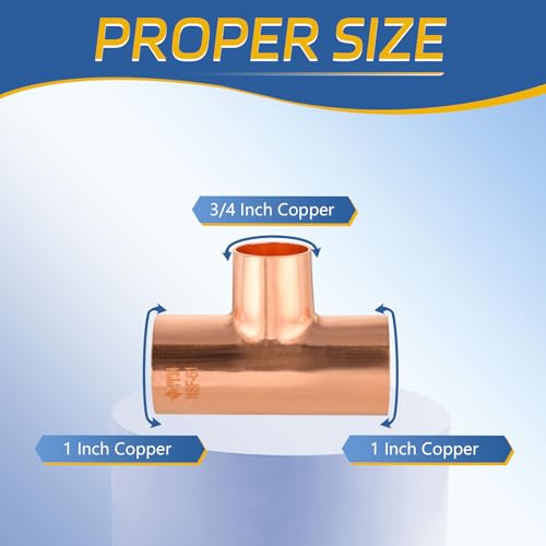 GUOFIS 5PACK GUOFIS 1Inch C x 1Inch C x 34Inch C Copper Tee LF Short Radius Fittings Tee with Sweat Solder Connection for Residential CommercialCOPPER013 - Image 3