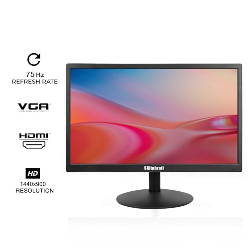 SKitphrati 17 inch PC Monitor LED Monitor 1440x900, 75HZ, 5Ms, 16:10, Viewing Angle 95°(Horizontal),TN Panel, VESA Wall Mountable, VGA & HDMI Port, Black - Image 2