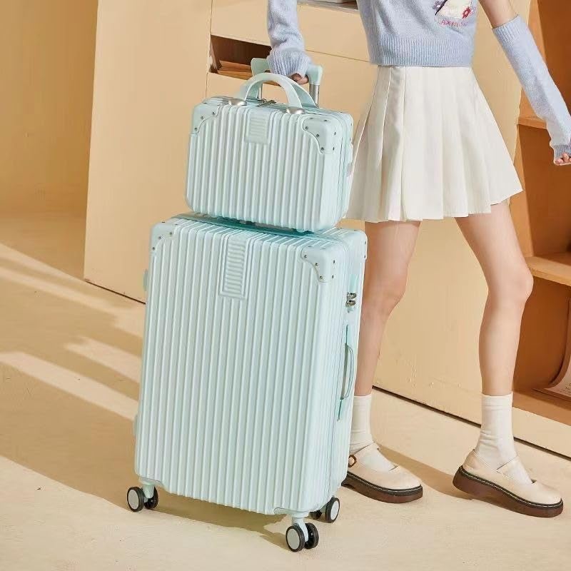 SUNBEET Portable Hard Shell Cosmetic Travel Case, Small Travel Hand Luggage with Elastic Band, Mini ABS Carrying Makeup Case Suitcase (B-Sky Blue) - Image 3