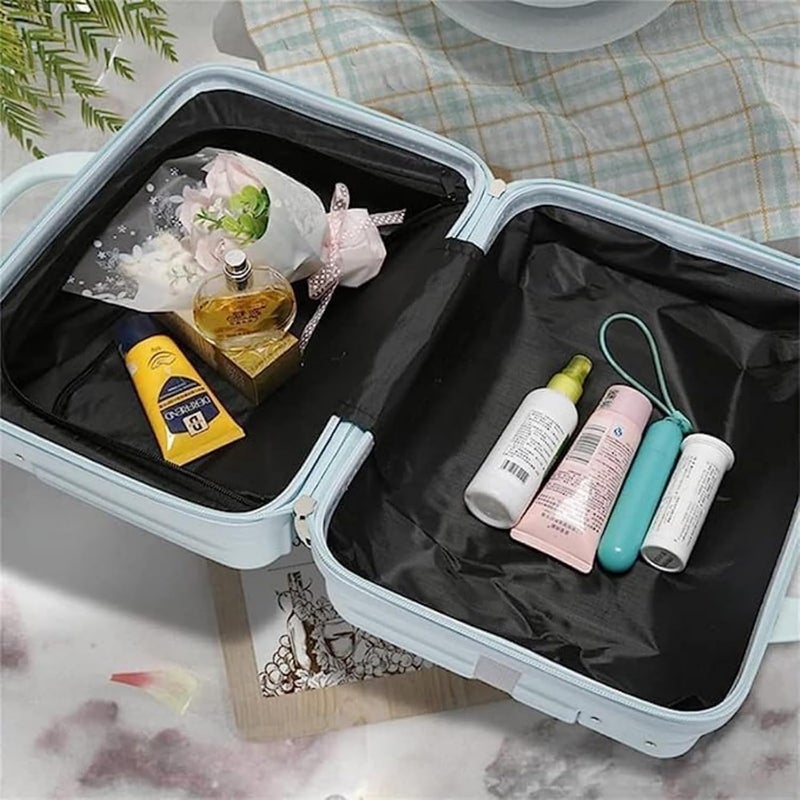 SUNBEET Portable Hard Shell Cosmetic Travel Case, Small Travel Hand Luggage with Elastic Band, Mini ABS Carrying Makeup Case Suitcase (B-Sky Blue) - Image 5