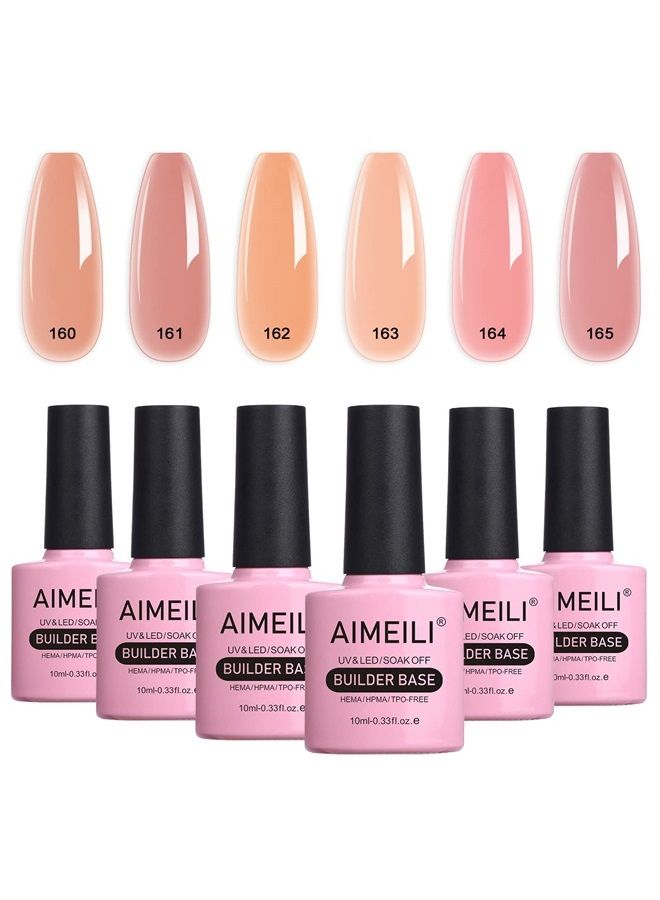 AIMEILI Sheer Color Builder Base Gel for Nails, No Need Slip Solution Builder Extension, Soak Off Nude Gel Nail Polish 6pcs X 10ml - Kit Set 38 - Image 1