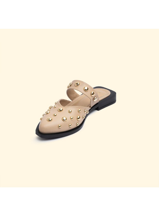 BOU LUNA STUD FLATS - Almond Silk - Image 3