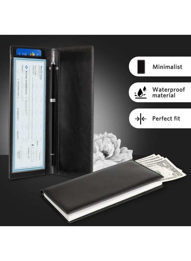 CoBak Premium Leather Checkbook Cover - RFID Blocking, Classic Design, Slim & Durable - Perfect for Personal & Business Checks - Image 4