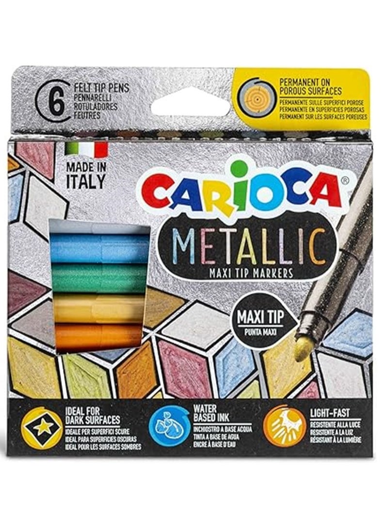 Carioca 6-felt maxi tip pens metallic multicolor - Image 1