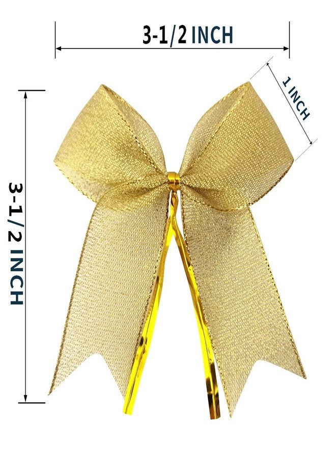 Micomon 50pcs 3-1/2" Metallic Gold Bows Twist Tie Bows for Gift Wrapping with Fish Tails (Gold) - Image 3