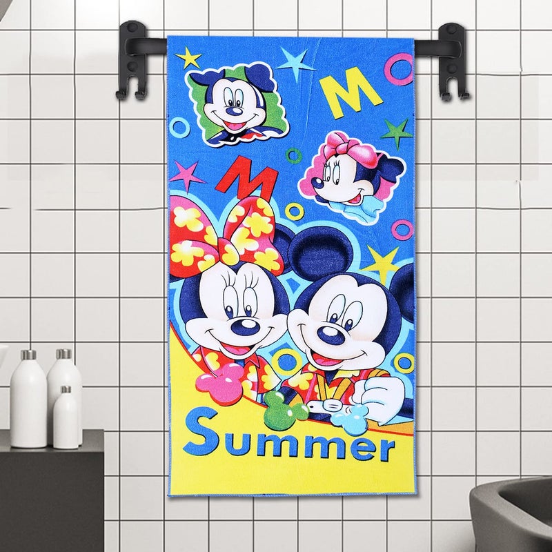 Kuber Industries Kuber Industries Disney Summer Mickey Kids Bath TowelSoft Cotton Towel for KidsSides Stitched Baby Towel400 GSM Toddler Bath Towel24x48 Inch Multi  - Image 1