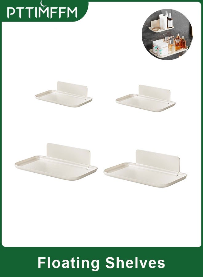 PTTIMFFM 4-Pack Foldable Wall-Mounted Shelves, No-Drill Bedside Storage for Books, Perfume, Bathroom, Dorm Room Essentials - Image 1