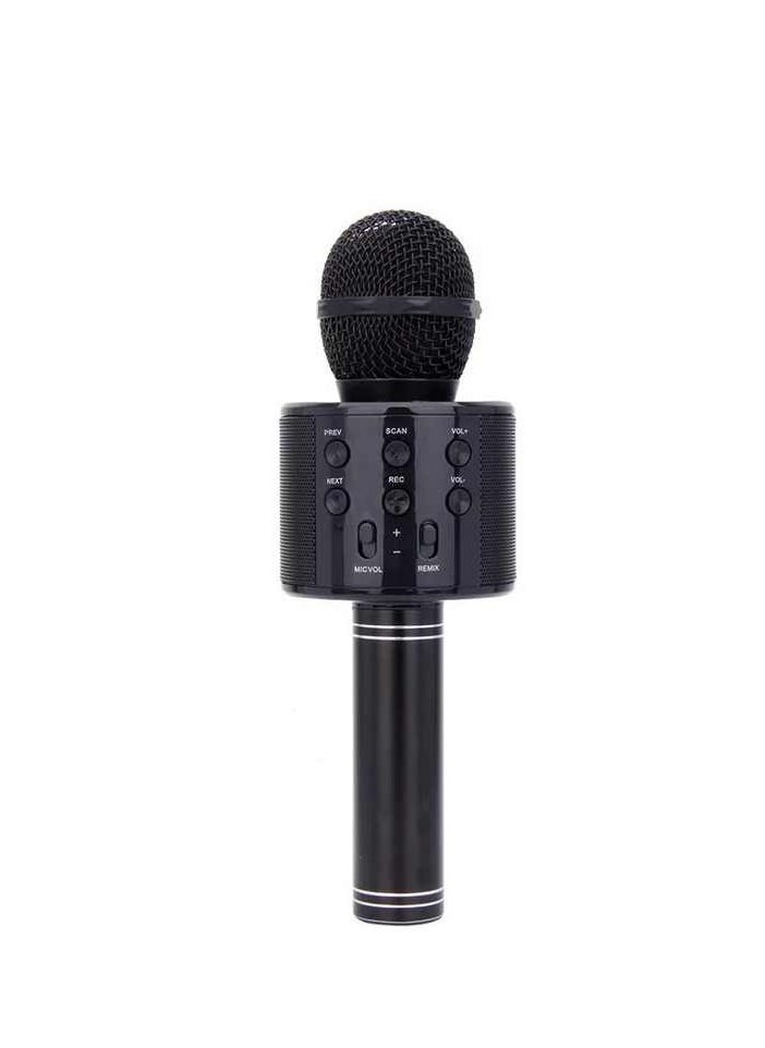 Portable wireless karaoke mike with Bluetooth speaker and sound effects 