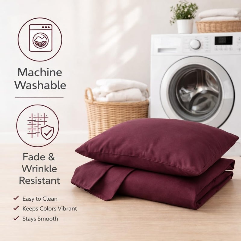 EVOLIVE King Size Pillowcases Set of 2, Ultra Soft Brushed Microfiber Pillow Covers, 20" x 40", Envelope Closure, Soft, Breathable and Easy Care (Wine, 20"x40" King) - Image 5