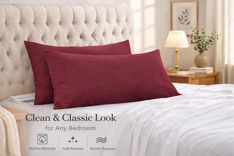 EVOLIVE King Size Pillowcases Set of 2, Ultra Soft Brushed Microfiber Pillow Covers, 20" x 40", Envelope Closure, Soft, Breathable and Easy Care (Wine, 20"x40" King) - Image 3