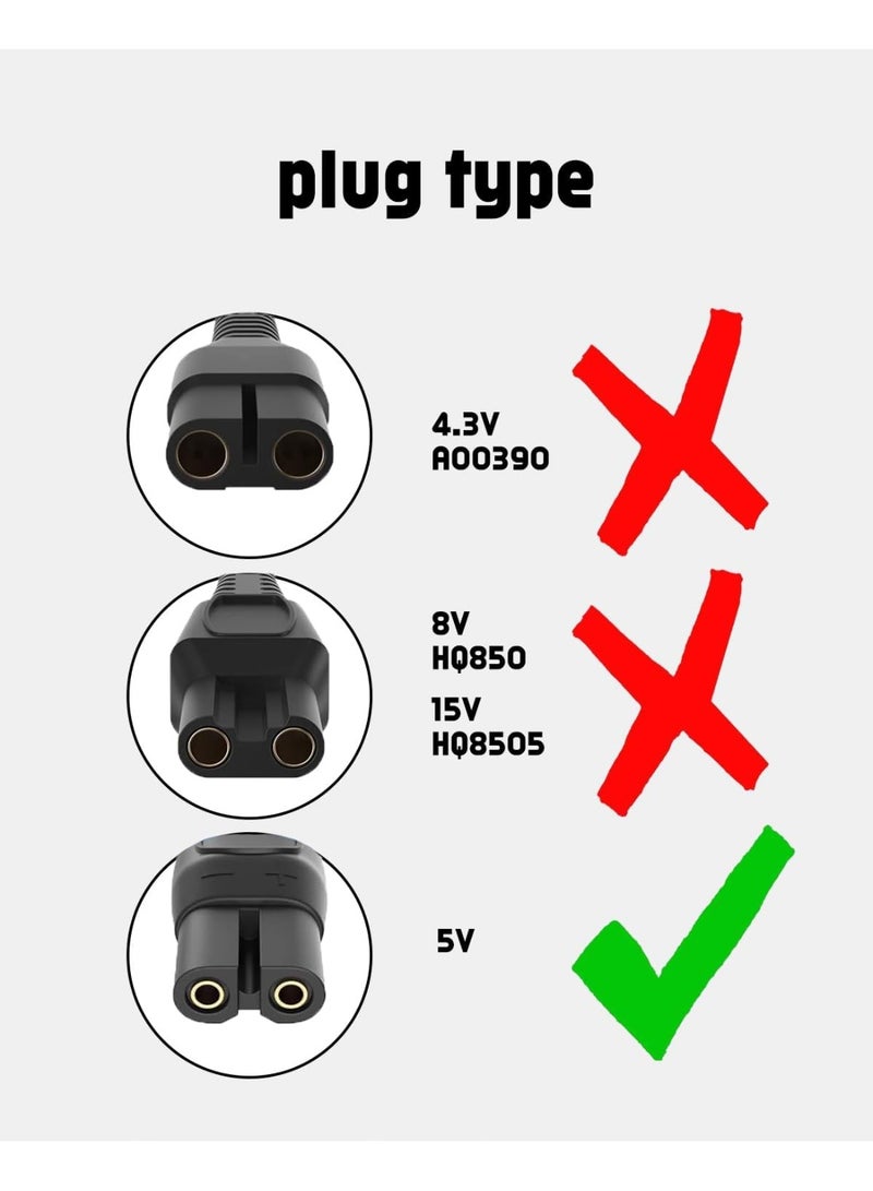 OSHIMA 5v Charger Cable Compatible for Philips, 5v Shaver Charging Cable with Shaver Cleaning Brush Compatible for Philips Norelco Shaver X5000/5001 S1112/1113, One Blade Charger Electric Razor for Men - Image 3