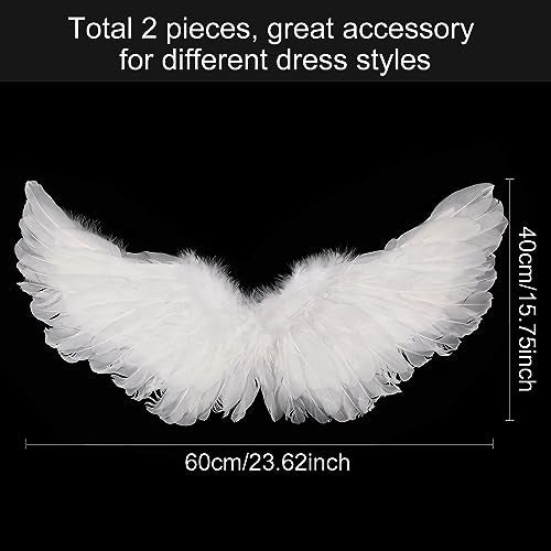 Gejoy 2 Pieces Angel Feather Floating Wings Halloween Costume with Elastic Straps for Women Adults Cosplay(23.62 x 15.75 Inch,White) - Image 2