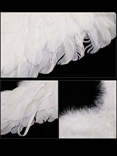 Gejoy 2 Pieces Angel Feather Floating Wings Halloween Costume with Elastic Straps for Women Adults Cosplay(23.62 x 15.75 Inch,White) - Image 3
