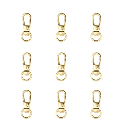 TiSuit 12pcs Swivel Push Gate Snap Hooks Clasps for DIY Crafts Keychain Clip Purse Handbag Making Accessories (Light Gold,Small(32mm)) - Image 1