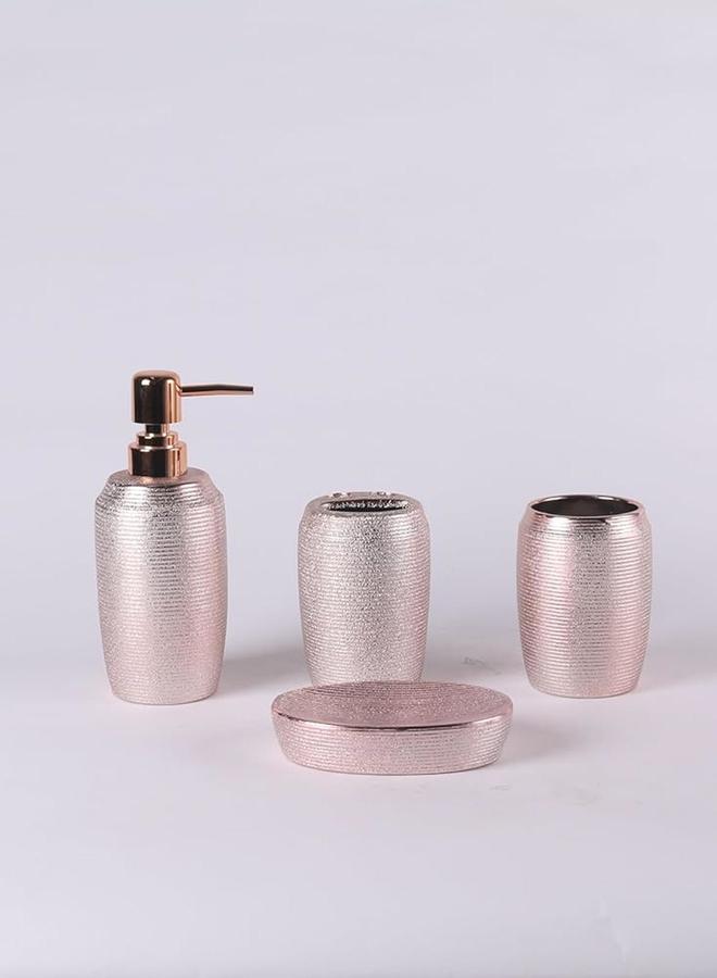 Orchid 4-Pieces Shimmer Look Bathroom Set, Rose Gold - Image 2
