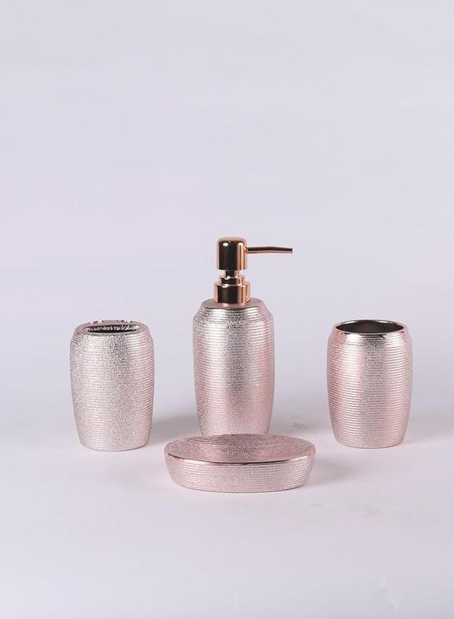 Orchid 4-Pieces Shimmer Look Bathroom Set, Rose Gold - Image 1