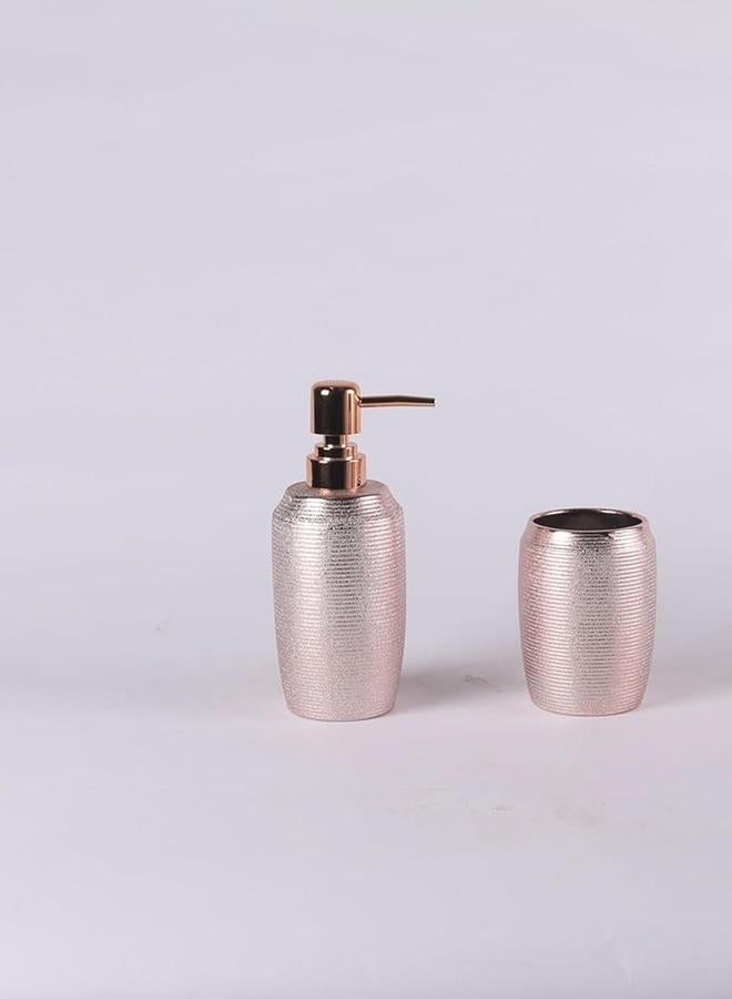 Orchid 4-Pieces Shimmer Look Bathroom Set, Rose Gold - Image 3