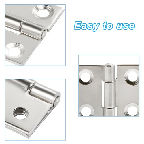 Adyoney 20Pcs Stainless Steel Flat Hinges 1 inch Door and Window Hinges Mini Hinge Boxes Gate Drawer Hinge, Size 25x28x4.8mm(1x1.1x0.19inch) with 80 Screws - Image 4