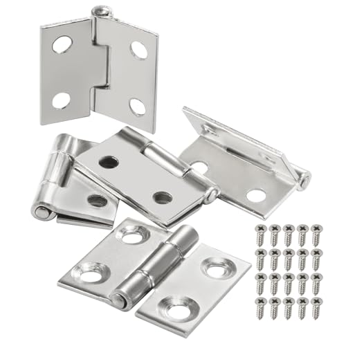 Adyoney 20Pcs Stainless Steel Flat Hinges 1 inch Door and Window Hinges Mini Hinge Boxes Gate Drawer Hinge, Size 25x28x4.8mm(1x1.1x0.19inch) with 80 Screws - Image 1