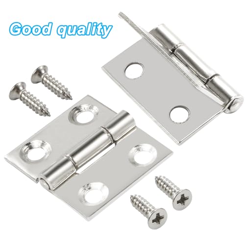 Adyoney 20Pcs Stainless Steel Flat Hinges 1 inch Door and Window Hinges Mini Hinge Boxes Gate Drawer Hinge, Size 25x28x4.8mm(1x1.1x0.19inch) with 80 Screws - Image 5