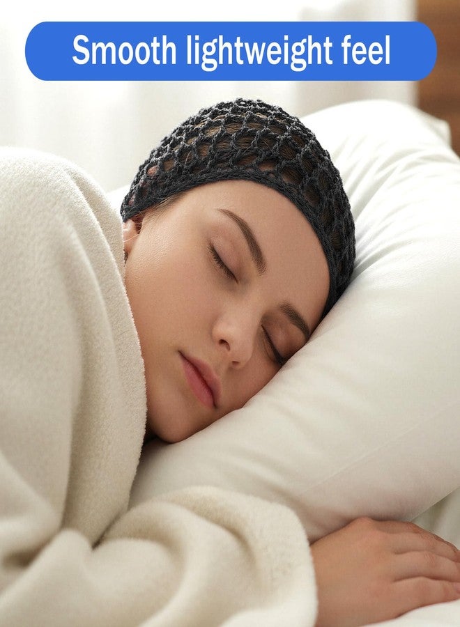 Grevosea 4 Pcs Hair Nets for Sleeping, Crochet Hair Wrap Net Adjustable Mesh Silk Press Wraps Soft Reusable Wrap Cap for Women Sleep Hairs Silk Tidy (Black) - Image 5