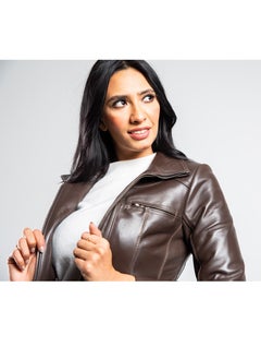 Generic Elegant genuine leather jacket, excellent closure, high quality material, brown color  - Image 2