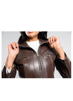 Generic Elegant genuine leather jacket, excellent closure, high quality material, brown color  - Image 5