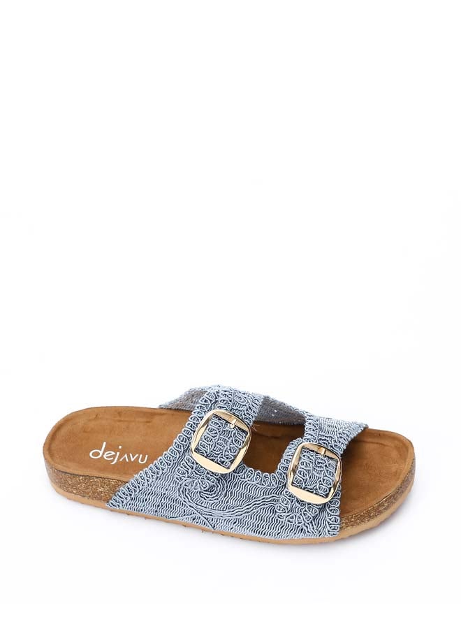 DejaVu Lace Breeze Buckle Slipper - Blue  - Image 5