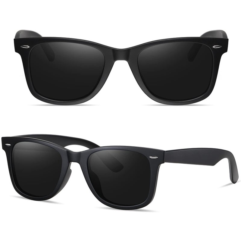 MEETSUN Polarized Sunglasses for Men Women Classic Retro Square Driving Sun Glasses UV400 Protection Matte Black - Image 4