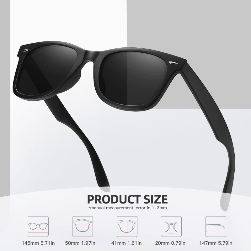 MEETSUN Polarized Sunglasses for Men Women Classic Retro Square Driving Sun Glasses UV400 Protection Matte Black - Image 5