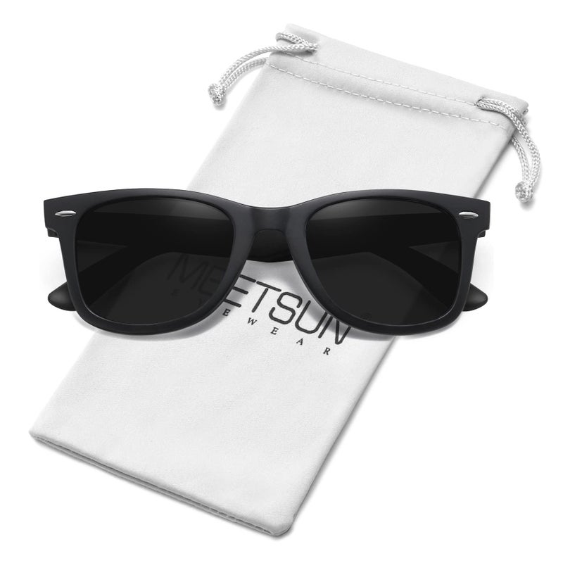 MEETSUN Polarized Sunglasses for Men Women Classic Retro Square Driving Sun Glasses UV400 Protection Matte Black - Image 1