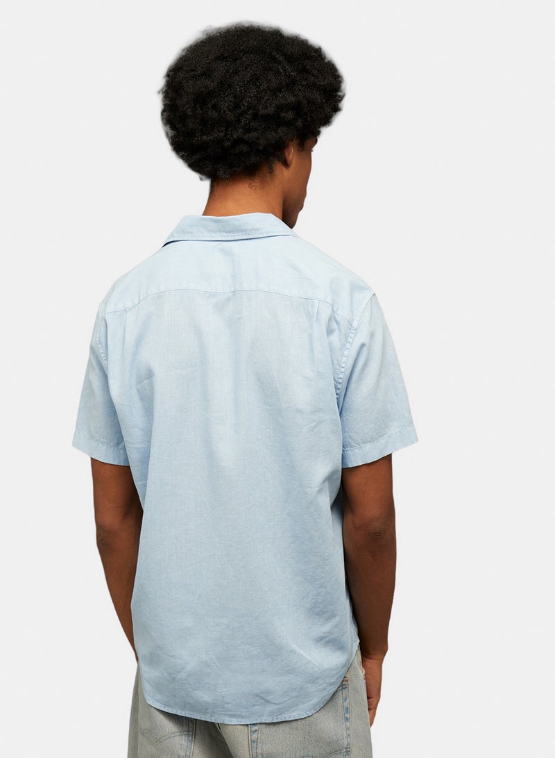 American Eagle AE Linen-Blend Short-Sleeve Button-Up Shirt - Image 4