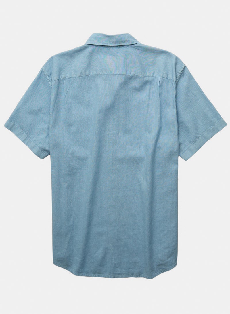 American Eagle AE Linen-Blend Short-Sleeve Button-Up Shirt - Image 2