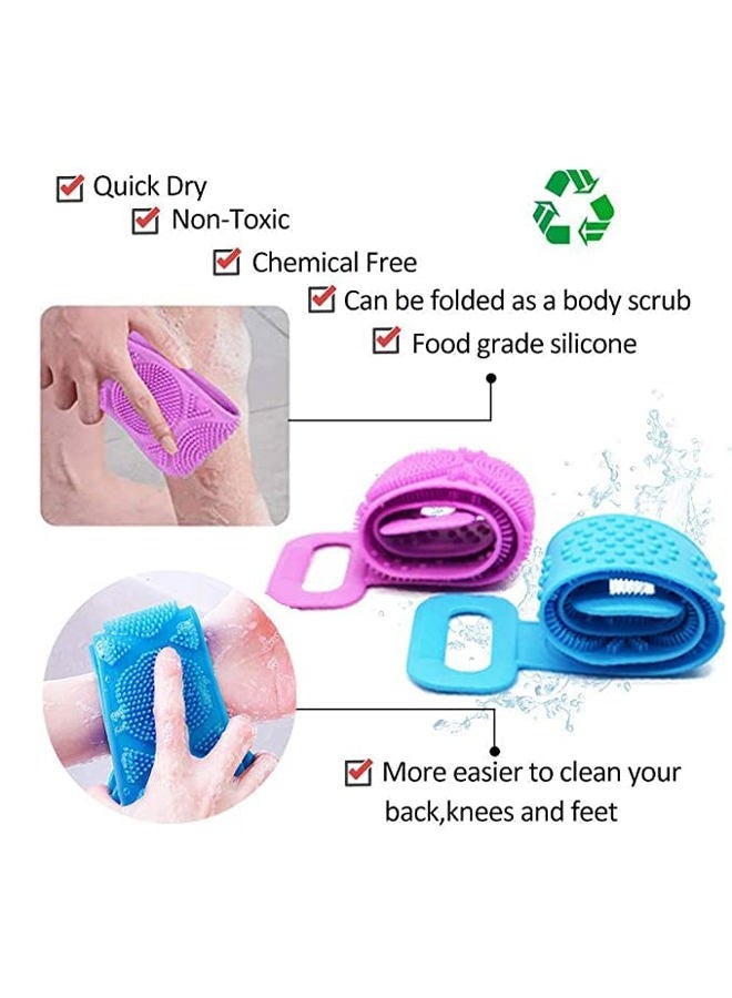 Silicone Body Back Scrubber, Double Side Bathing Brush for Skin Deep Cleaning Massage, Dead Skin Removal Exfoliating Belt for Shower, Easy to Clean, Lathers Well for Men & Women - Image 5