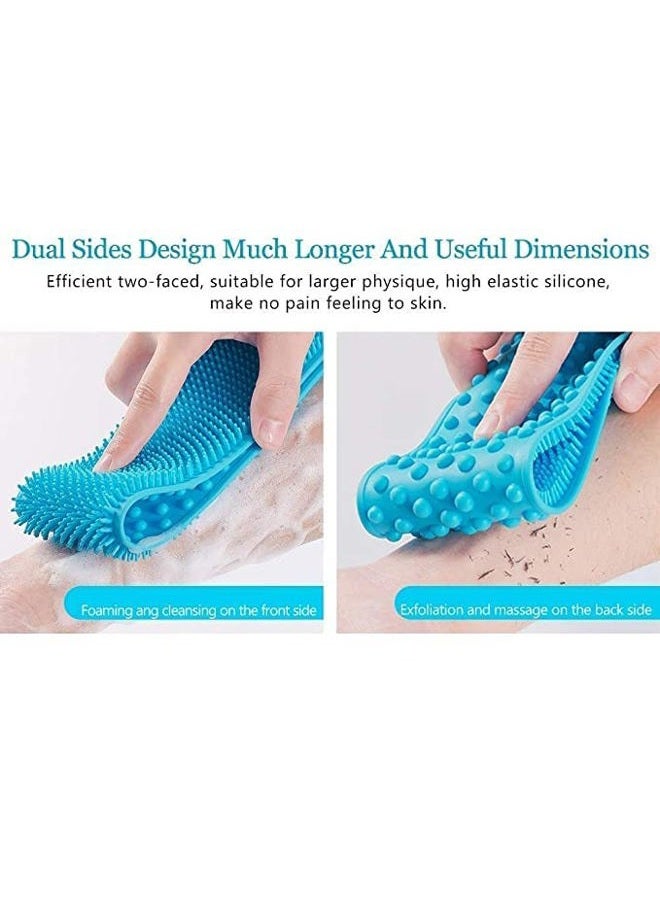 Silicone Body Back Scrubber, Double Side Bathing Brush for Skin Deep Cleaning Massage, Dead Skin Removal Exfoliating Belt for Shower, Easy to Clean, Lathers Well for Men & Women - Image 3