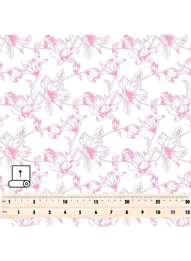 Vellato Al Lail Aramny Silk Fabric By The Yard Pink White Floral Design Jalabiya Makhweer Dressmaking 58 Inches Width - Image 4